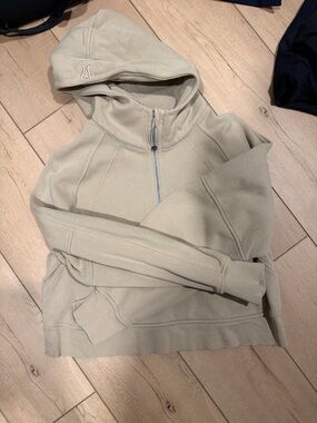 lululemon athletica quarter zip scuba light tan Hoodie